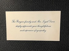 RONALD REAGAN RARE 1982 ORIG. ACKNOWLEDGEMENT OF SYMPATHY CARD FOR FATHER-in-LAW picture