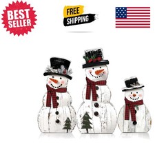 Handcrafted White Snowman Decorations Set - Perfect for Christmas Gifting picture