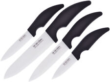Hen & Rooster Four Piece Kitchen Knife Set 4pc Black White Ceramic Blade 065 picture
