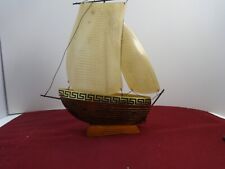 Vintage wooden Carved ship handmade boat decor Horn whale rare antique ocean picture