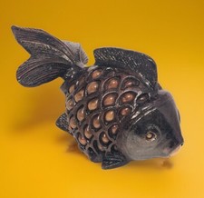 VTG Stratford Goldfish Accent TV Lamp Night Light Blown Glass Iron Fish NOB picture