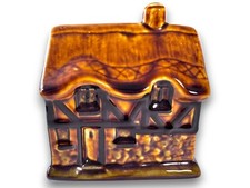 Vintage Studio Szeiler England Ceramic Cottage Coin Bank Hand Painted Tudor Glaz picture