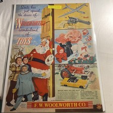 Woolworth's Toys Christmas Ad 1950s Vintage Full Page Magazine Print Ad- 2 Sides picture