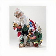 1995 Original Dee Cash Santa Claus Wood Train Sleigh & Toys Artist Signed OOAK picture