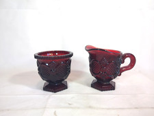 VINTAGE AVON RUBY RED CAPE COD ~ Creamer and Sugar Bowl picture