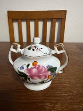 Vintage Golden Star Imports Covered Sugar Bowl Hand Painted Floral Porcelain Gol picture