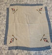 Vintage Handmade Hand Embroidered Card Table Cover Tablecloth  picture