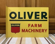 Oliver Flange Sign Farm Machinery Tractor Plow 2 Sided Vintage Style Wall Decor picture