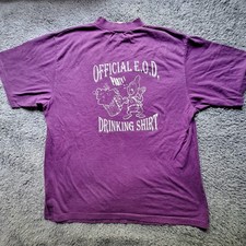 Vintage Official EOD Drinking Shirt Mens Large Purple Party Graphic Funny 90s picture