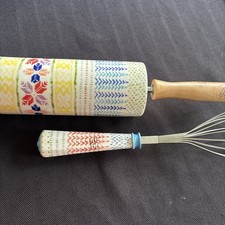 Anthropologie Ceramic Rolling Pin And Whisk Knit Sweater Print New Set picture