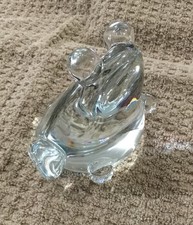 Vintage Hand Blown Glass Clear Frog Abstract Paperweight Figurine picture