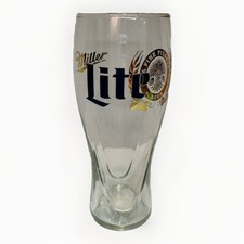 Rare Miller Lite 22oz Gold Rimmed Gold Decal Pilsner Glass, 7.25” BRAND NEW picture