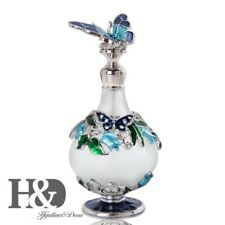 Butterfly Empty Perfume Bottle Refillable Vintage Antique Crystal Scent Bottles picture