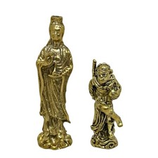Sun Wukong Guanyin Bodhisattva Mini Brass Amulet Set Journey to West Figures picture