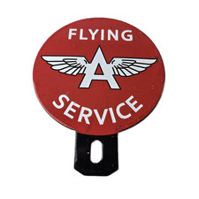 Vintage Flying A Gas Sign Topper - Porcelain License Plate Auto Topper picture
