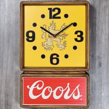 Coors Banquet Beer Vintage 1983 Bar Clock Sign Faux Wood Grain Heritage Lion picture