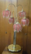 Vintage Hollywood Regency Pink 5 Tulip Shades Waterfall Table Lamp picture