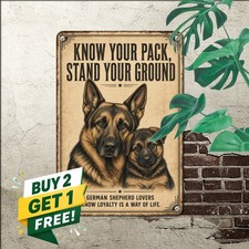 Loyal German Shepherd Dog Guardian Silhouette Retro Tin Sign Metal Wall Decor picture