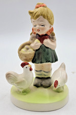Flambro Collectors Choice Girl with Chickens Figurine Vintage Tawain 1960's picture