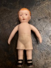 Vintage Hand Painted Bisque Porcelain Miniature Boy Doll Figurine picture