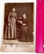 Fun Antique 1800S Victorian Small Cabinet Card Photograph 2 Ladies 1 Sitting  picture