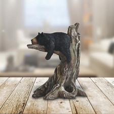 Black Bear Sleeping on Tree Statue 9