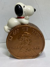 Vintage Snoopy Penny Coin Bank - 1980's Snoopy Peanuts picture