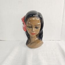 MCM MARWAL Unmarked Chalk Ware,  Polynesian  Hawaiian Girl Bust  1950's  picture