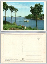 Vintage 1967 Farsund Norway South Coast Scenic Postcard Boat Water View picture