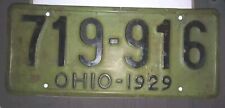 1929 Ohio License Plate Tag 100% All Original Paint 719-216 6x12 OH BEAUTIFUL  picture