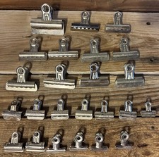 18 Vtg Boston/Hunt Bulldog Metal Paper Clips USA & 6 Similar Clips Art Deco picture