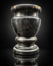 Ojuelos Mystery 9.9 LB Black Stone Sacred Chalice Engraved Ceremonial Artifact picture
