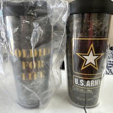 US Army Soldier for Life veteran timber coffee water tea tumbler  picture