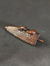 Japanese Edo Wood Netsuke by Kano Yuichi Mice on Umbrella Carving 7.3cm picture