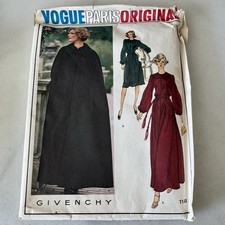 Vogue Paris 1141 Original Sewing Pattern Hubert Givenchy Evening Dress & Cape 74 picture