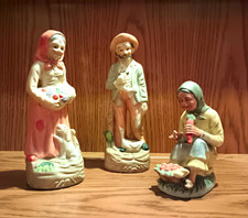Vintage Ceramic Figurine Set of 3 People - Woman  Cowboy, Grandma. picture