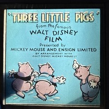Vintage Walt Disney Three Little Pigs Lantern Slides Complete Set w Box +Booklet picture