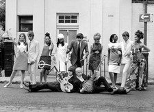 Brazilian fashion in London Brazilian model posing with pop group - Old Photo picture