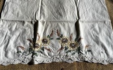Vintage Sunflower Embroidered Single Pillowcase Perfect For Upcycle picture