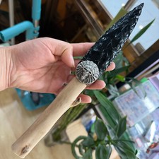 30cm Natural Obsidian Pure handmade carved dagger quartz crystal Reiki Heal picture