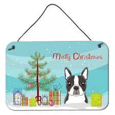 Caroline's Treasures BB1575DS812 Christmas Tree And Boston Terrier Wall Or Door picture