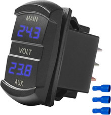 LED Digital Panel Double Voltmeter, 10V-60V Rocker Switch Style Dual Voltage picture
