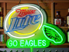 Miller Lite Beer Philadelphia Eagles LED Neon Sign With Dimmer USB Powered Light picture