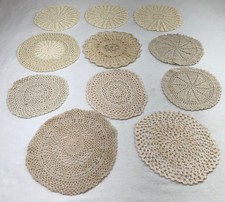 VTG Lot of 11 Hand Crocheted Round Doilies Cream Lace Table Decor Boho 8