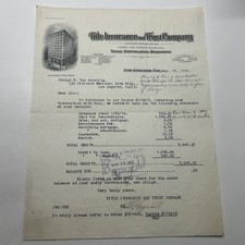 Antique Letterhead/ Billhead -1914 Los Angeles Title Insurance and Trust Co picture