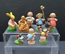 8 Vintage ERZGEBIRGE HERGESTELLT GERMANY  Wooden FIGURINES LOT picture