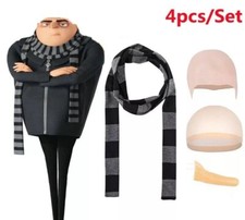 Despicable Me Gru Halloween Cartoon Cosplay Costume Bald Cap Scarf Nose 4Pcs picture
