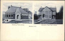 Warner NH Pillsbury Library Simond's High School c1910 Vintage Postcard picture