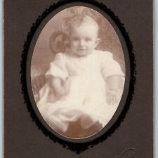 c1900s Waverly, Iowa Cute Kewpie Hair Baby Cabinet Card Photo Gallagher IA B1 picture