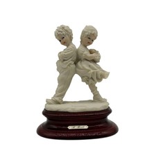 Vintage Capodimonte B Merli Florence Italy Figurine Boy Girl 1982 Wood Base 7